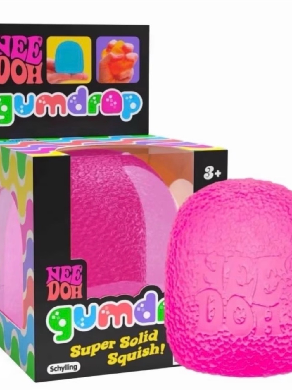 Needoh Gumdrop Super Solid Squish Toy - Bright Pink